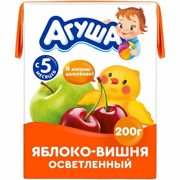Сок детский Агуша Яблоко-Вишня осветленный с 5 месяцев