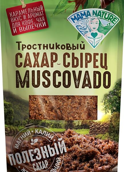 Сахар-сырец Mama Nature Мускавадо тростниковый нерафинированный 500г