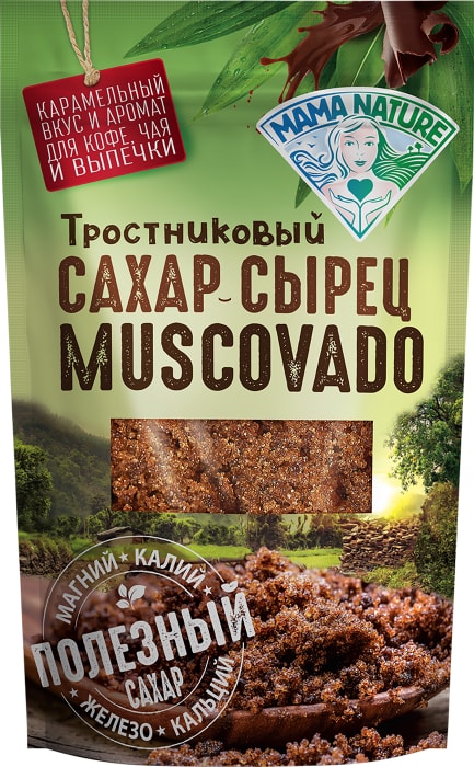 

Сахар-сырец Mama Nature Мускавадо тростниковый нерафинированный 500 г