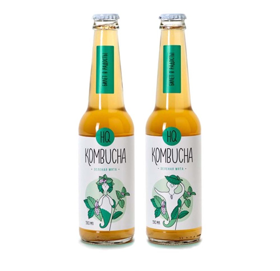 

Напиток HQ Kombucha Зелёная мята слабогазированный 330мл