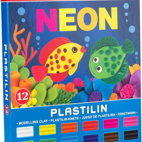 Пластилин ErichKrause Neon, 12 цветов