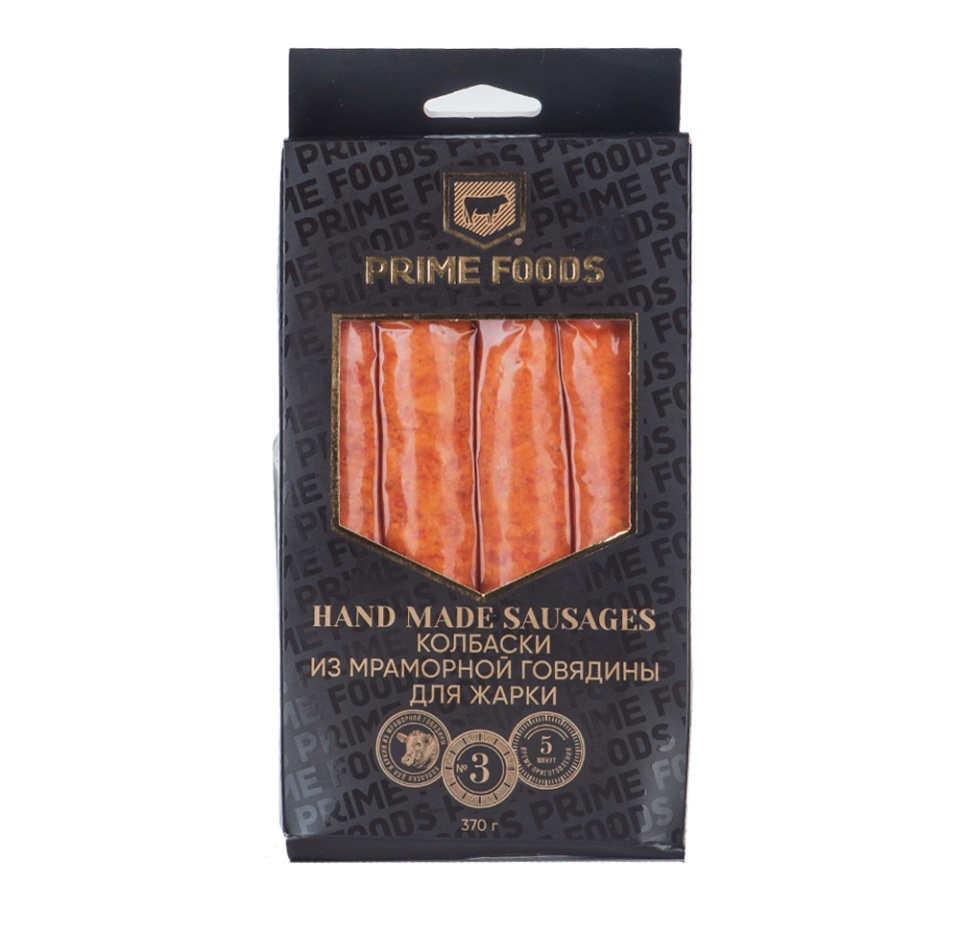 

Колбаски Prime foods из мраморной говядины барбекю вюрцер 370 г