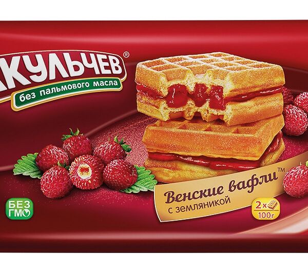 Вафли Акульчев Венские с земляникой
