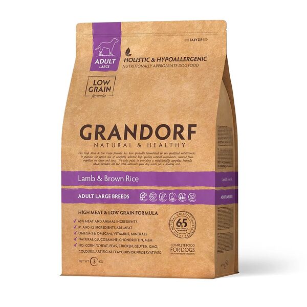 Корм сухой Grandorf для взрослых собак крупных пород ягненок с рисом