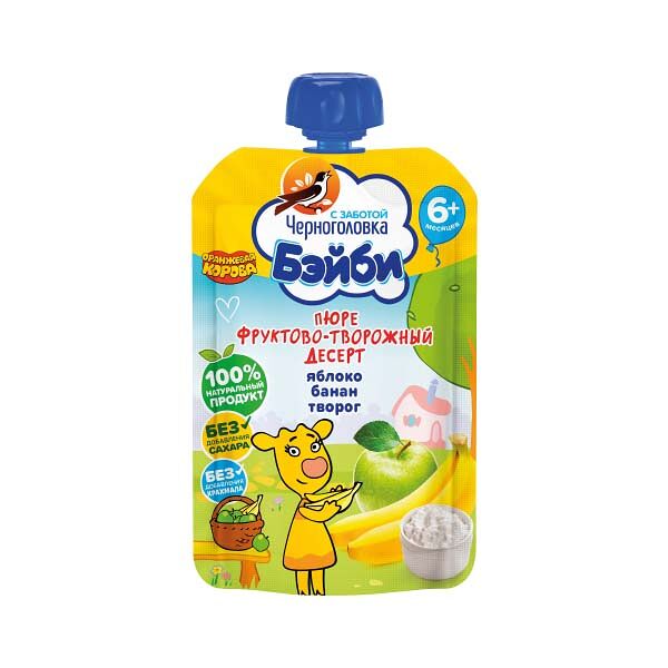 Детское питание Пюре Черноголовка Бэйби 85гр Фруктово-творожный