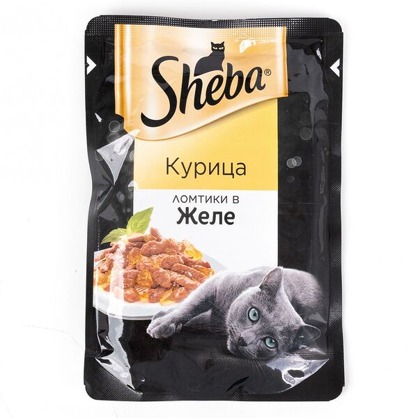 Корм влажный Sheba для взрослых кошек курица в желе