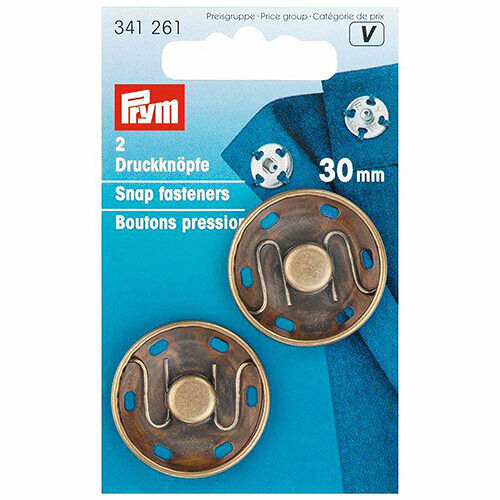 Пришивные кнопки (латунь) цв. состаренной латуни 30 мм Prym