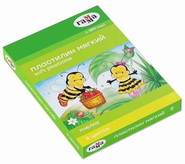 Пластилин Гамма Пчелка восковой, 8 цветов