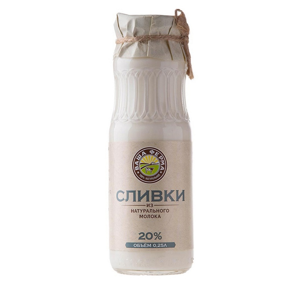 

Сливки пастеризованные питьевые 20%, «Ваша Ферма», 250 г, Россия, БЗМЖ