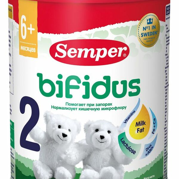 Смесь Semper Bifidus 2 молочная с 6 месяцев 400г