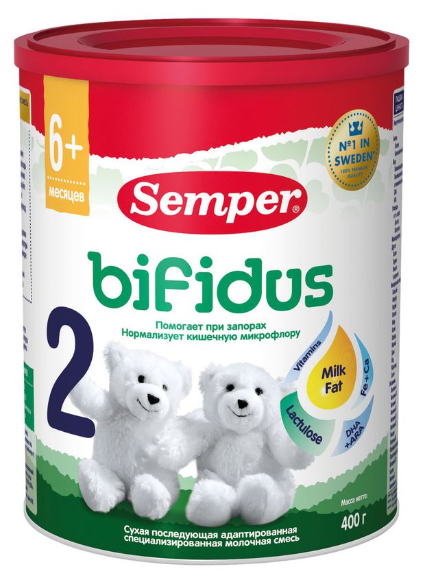 

Смесь Semper Bifidus 2 молочная с 6 месяцев 400 г