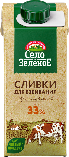 

Сливки Село Зелёное для взбивания 33% 200 г
