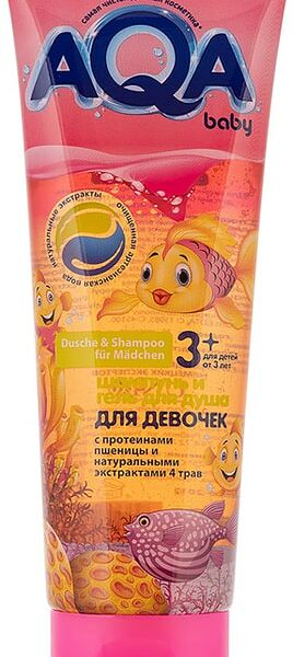 Шампунь-гель для душа Aqa Baby Kids для девочек с протеинами пшеницы 250 мл дизайн упаковки в ассортименте