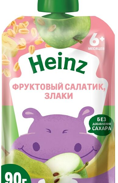 Пюре Heinz Фруктовый салатик и злаки с 6 месяцев 90г