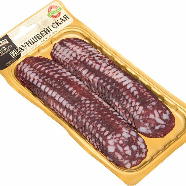 Колбаса Егорьевская Брауншвейгская сырокопченая в нарезке 100г