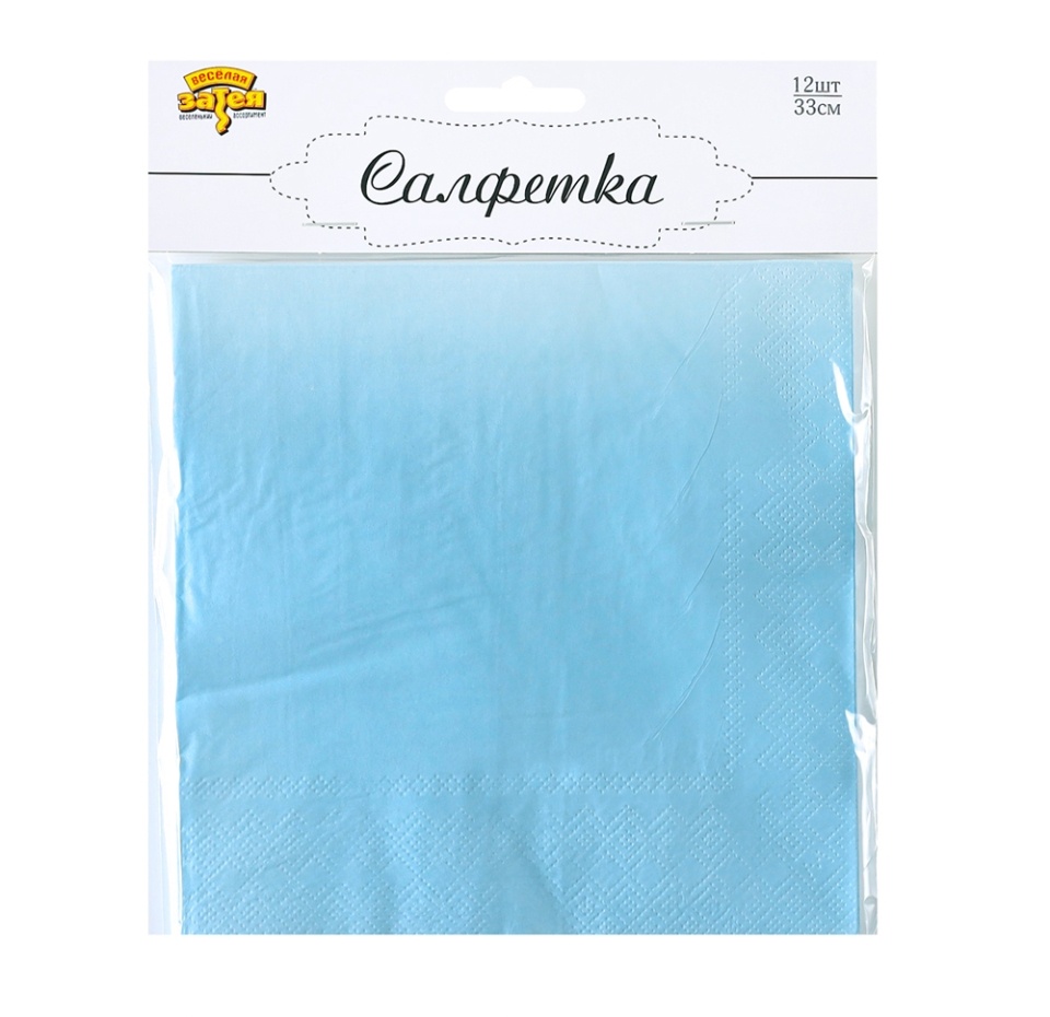 

Салфетка "весёлая затея" Пастель голубая 33см 12шт, Китай