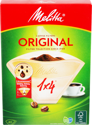 

Фильтры для заваривания кофе MELITTA 1x4, бумажные, 40шт