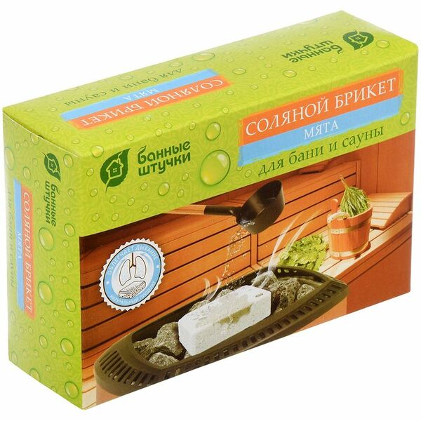 Соляной брикет для бани и сауны Банные штучки Мята
