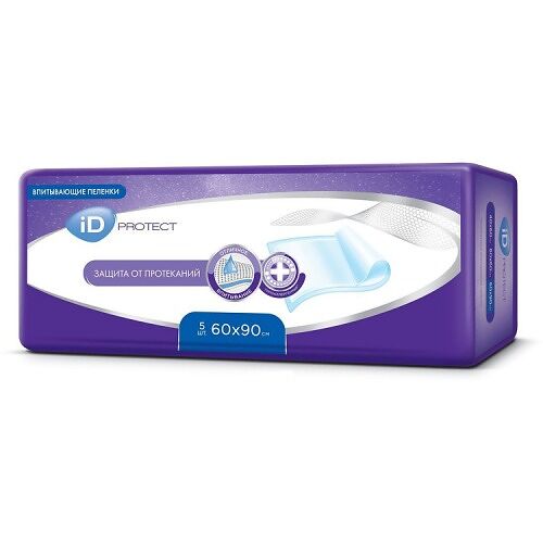 Пеленки iD Protect впитывающие одноразовые защита от протеканий 60 x 90 см 5 шт