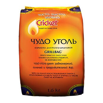 Уголь в брикетах Cricket Grill Bag 1.6 кг, Болгария