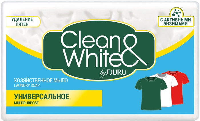 

Хозяйственное мыло Clean&White by Duru Универсальное 125 г