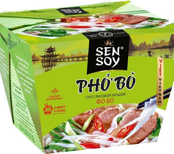 Суп Sen Soy Premium Pho Bo с рисовой лапшой 125г