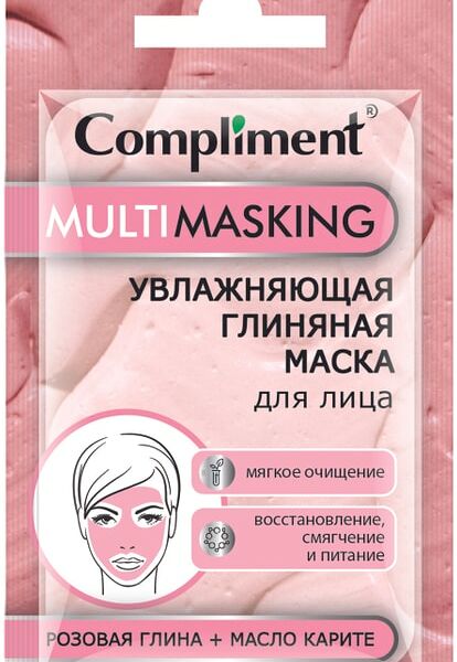 Маска для лица Compliment Multimasking Глиняная с розовой глиной и маслом карите 7мл