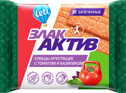 

Хлебцы LETI Злак Актив хрустящие с томатом и базиликом, 60г