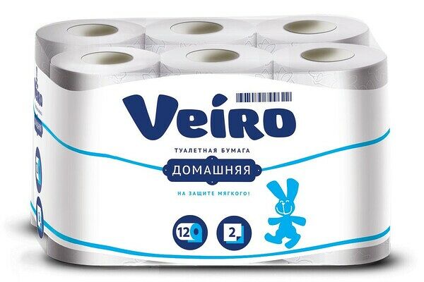 Бумага туалетная Veiro Домашняя 2-слойная 12 рулонов