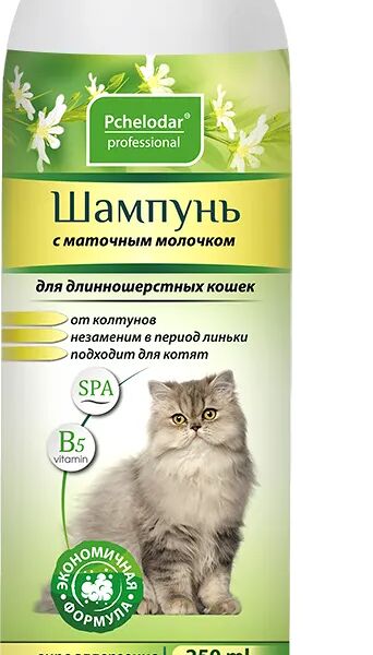 Шампунь Pchelodar с маточным молочком для длинношерстных кошек, 250мл