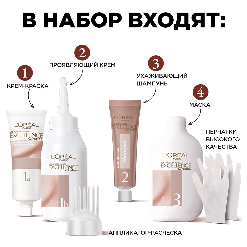 

Краска для волос L'Oreal Paris без аммиака Excellence Crème Универсальные Нюдовые Оттенки 7U универсальный русый 192 мл