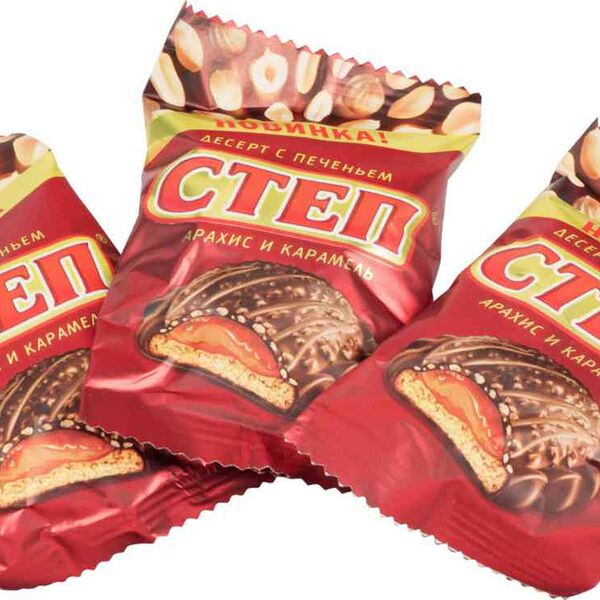 Конфеты Десерт с печеньем Степ Славянка Арахис и карамель, вес