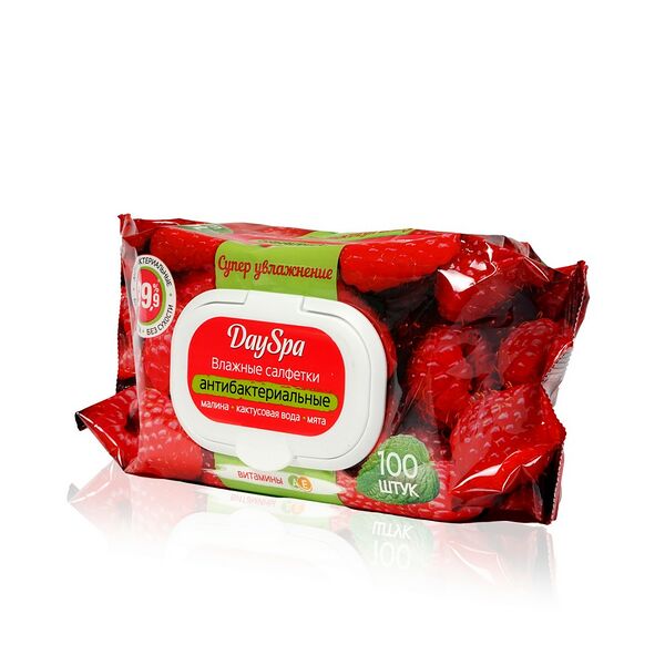 Влажные салфетки Day Spa с кактусовой водой, с экстрактом малины и экстрактом мяты