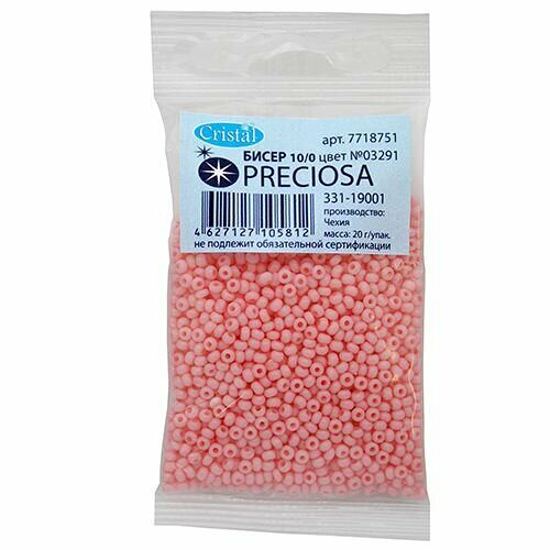(03291) 331-19001-10/0 Бисер мелованный 10/0 круг. отв., 20гр, Preciosa,упак