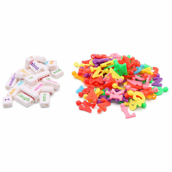 66888 Набор разноцветных бусин с английскими буквами и словами, 40г