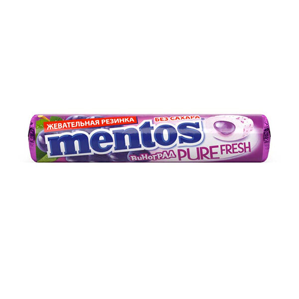 Жевательная резинка Mentos Ролл Пюр Фреш Виноград 15.5г, Россия