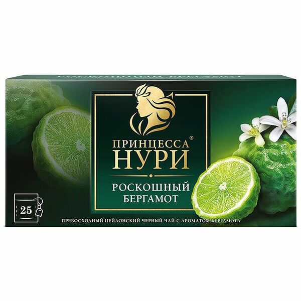 Чай Принцесса Нури чёрный с ароматом бергамота в пакетиках, 25х1.5г