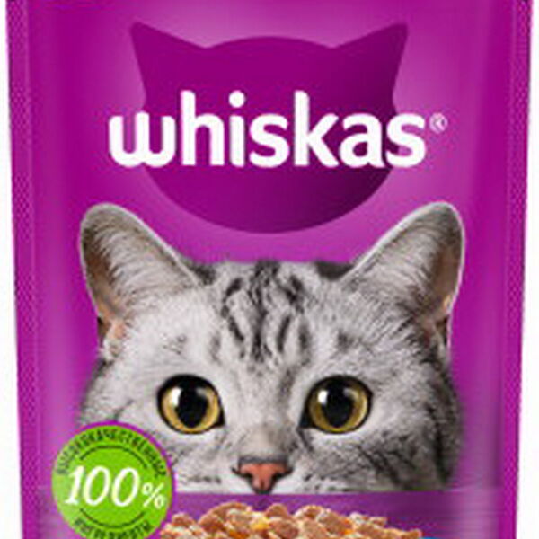 Корм  WHISKAS® для взрослых кошек желе с лососем «Лосось» 28*75г
