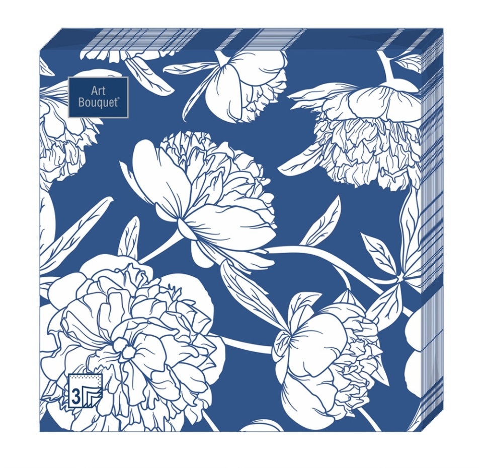 

Салфетки бумажные Art Bouquet Венеция 3 сл. синий 33х33см 20 шт.