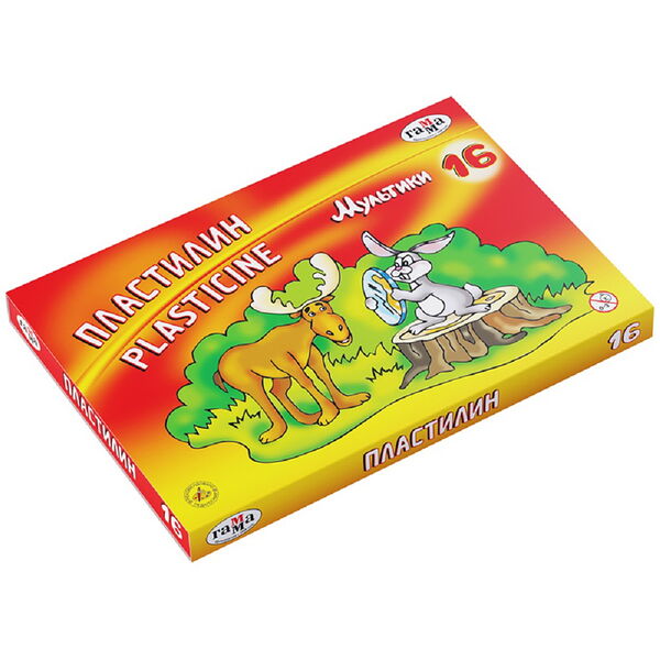 Пластилин Мультики со стеком 16 цв Гамма