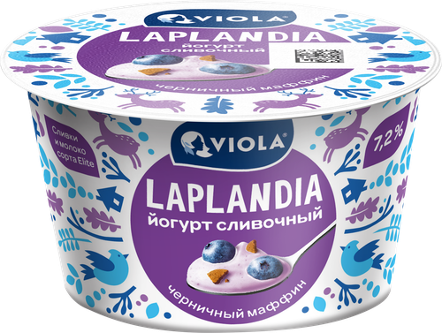 

Йогурт Viola Laplandia Сливочный черничный маффин 7.2% 180 г