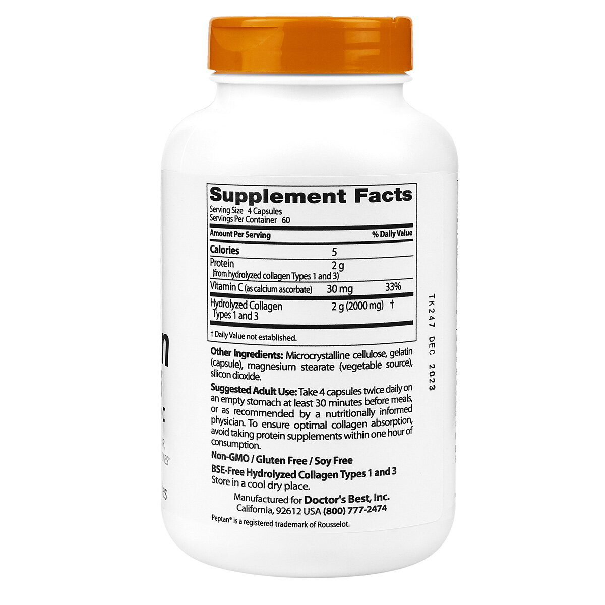 

Doctor's Best Коллаген 1 и 3 типа с витамином С капсулы 240 шт.