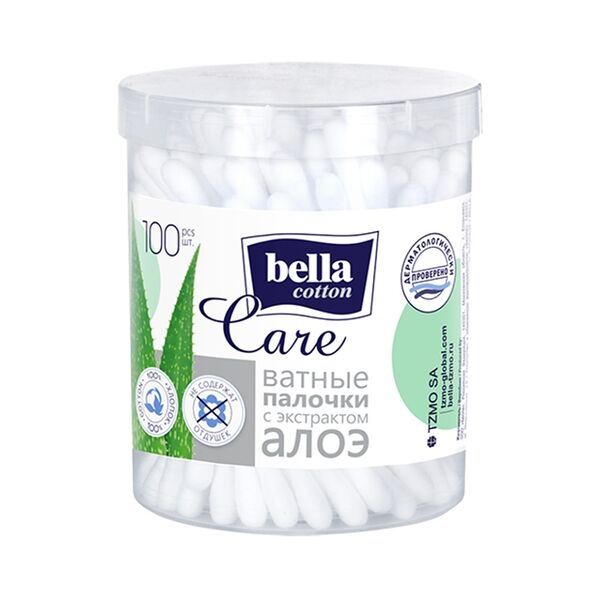 Ватные палочки Bella Cotton с экстрактом алоэ, 100 шт