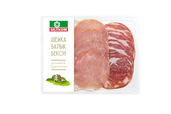 Мясное ассорти Велком Шейка-Балык-Бекон сырокопченый нарезка