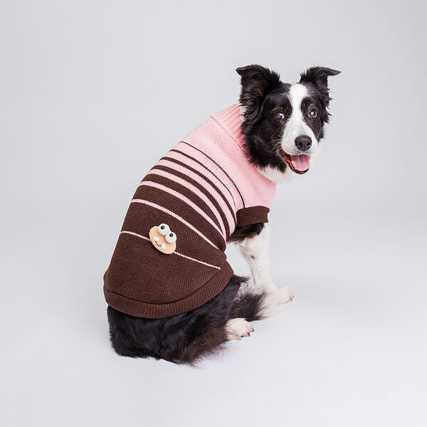 Свитер полосатый для собак, 60 см, розовый