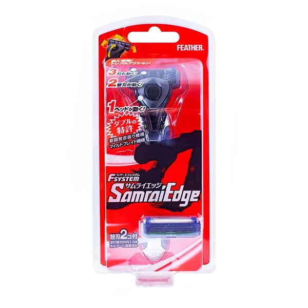 Станок для бритья Feather Самурай Мужской, с тройным лезвием + 1 кассета Япония