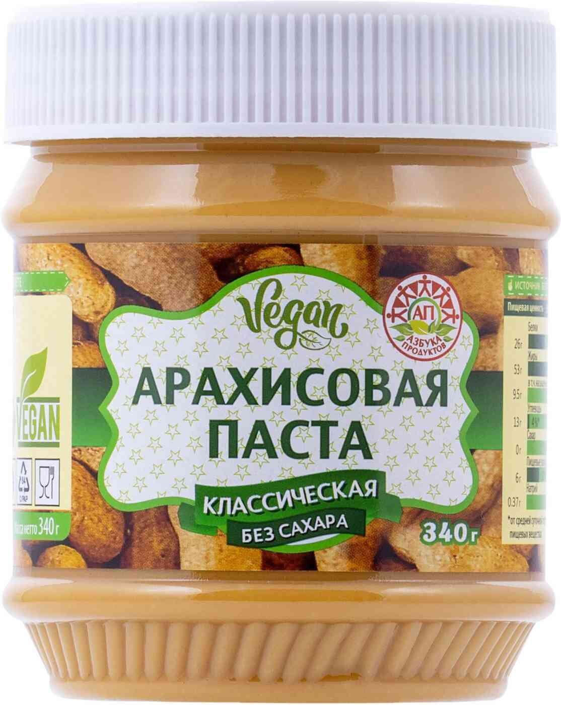 

Паста арахисовая Азбука Продуктов классическая без сахара 340 г