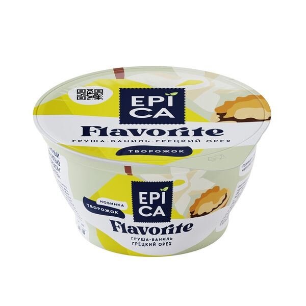 Творожный десерт Эпика Flavorite груша-ваниль-грецкий орех 8,0% БЗМЖ, 130г