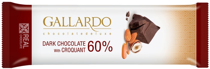 

Шоколад Gallardo Темный с грильяжем 60% какао 23 г