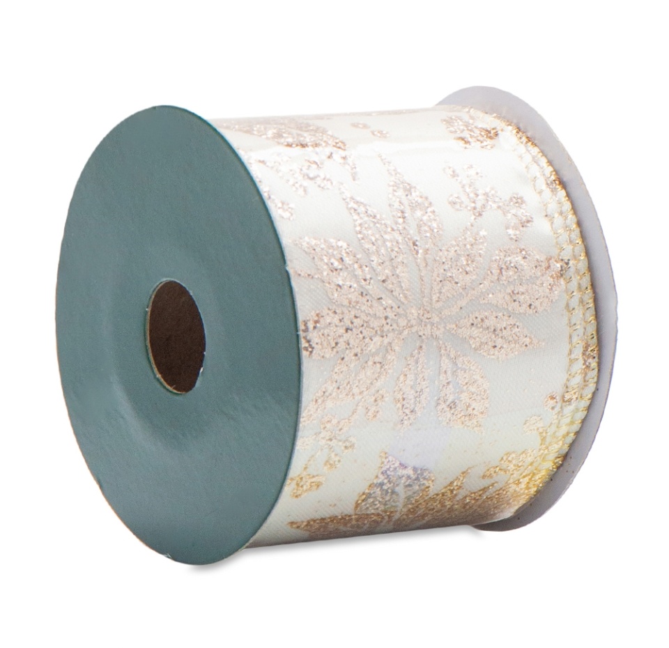 

Лента для декорирования Holiday Classics Золотая пуансетия 5м, 1шт, Китай